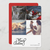 Meowy Kerstmis Custom 4 vierkante gevormde foto's Feestdagenkaart (Voorkant / Achterkant)