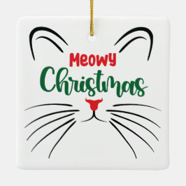 Meowy Kerstmis Custom Kitty Kat Foto Kerstmis Keramisch Ornament