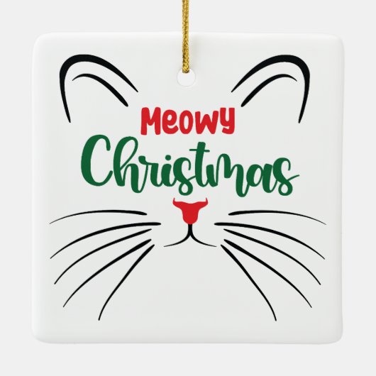 Meowy Kerstmis Custom Kitty Kat Foto Kerstmis Keramisch Ornament (Achterkant)