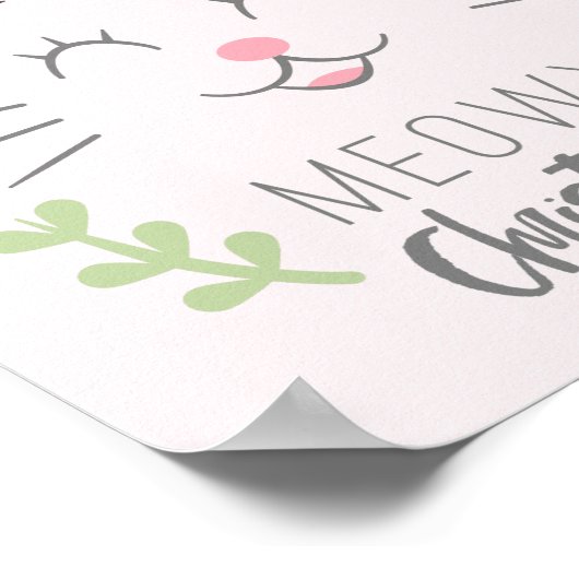 Meowy Kerstmis | Cute Cat, Antlers Poster (Hoek)