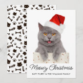 Meowy Kerstmis Cute Cat Holiday Aangepaste Fotokaa Kaart (Voorkant / Achterkant)