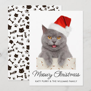 Meowy Kerstmis Cute Cat Holiday Aangepaste Fotokaa Kaart