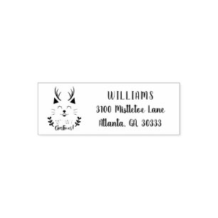 Meowy Kerstmis   Cute Cat Return-adres Zelfinktende Stempel