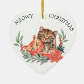 Meowy Kerstmis Cute Kitten Wreater Kinderen Keramisch Ornament (Voorkant)