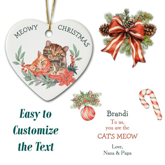 Meowy Kerstmis Cute Kitten Wreater Kinderen Keramisch Ornament