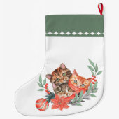Meowy Kerstmis Cute Kitten Wreath Grote Kerstsok (Achterkant)