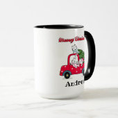 Meowy Kerstmis Cute Truck Cats Jouw naam Mok (Voorkant rechts)