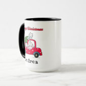 Meowy Kerstmis Cute Truck Cats Jouw naam Mok (Voorkant links)