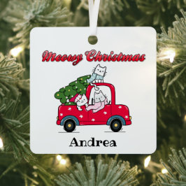 Meowy Kerstmis Cute Truck Name Metal Orament Metalen Ornament