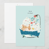 Meowy Kerstmis, een Keuty Cat Bubble Bath Bedankkaart (Voorkant / Achterkant)