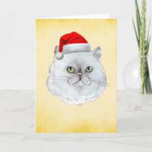 Meowy Kerstmis! Een schattige kat met kerstmuts Feestdagen Kaart