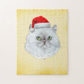 Meowy Kerstmis! Een schattige kat met kerstmuts Legpuzzel (Verticaal)