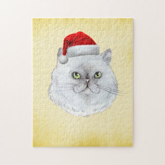 Meowy Kerstmis! Een schattige kat met kerstmuts Legpuzzel (Verticaal)