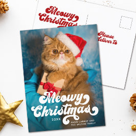 Meowy Kerstmis - Eenvoudige finale moderne fotofee Briefkaart