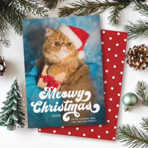 Meowy Kerstmis, eenvoudige foto van moderne tijd Feestdagenkaart