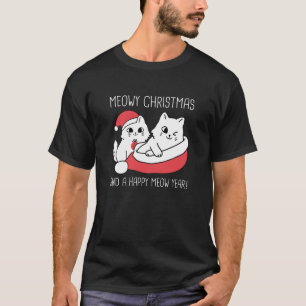 Meowy Kerstmis en een gelukkig nieuwjaar T-shirt