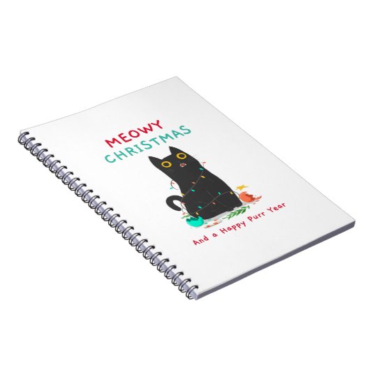 Meowy kerstmis en een gelukkig purperjaar notitieboek (Rechterzijde)