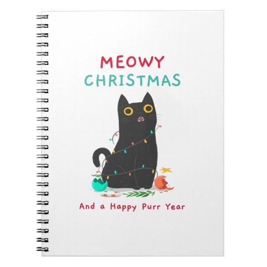 Meowy kerstmis en een gelukkig purperjaar notitieboek (Voorkant)
