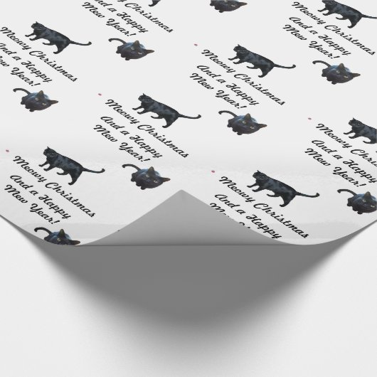 Meowy Kerstmis en een Happy Mew Year-inpakpapier Cadeaupapier (Hoek)