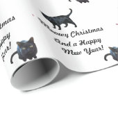 Meowy Kerstmis en een Happy Mew Year-inpakpapier Cadeaupapier (Rol Hoek)