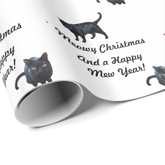 Meowy Kerstmis en een Happy Mew Year-inpakpapier Cadeaupapier (Rol Hoek)