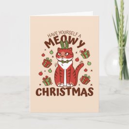Meowy Kerstmis en een Happy New Year Holiday Card Feestdagen Kaart