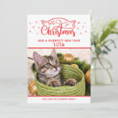 Meowy Kerstmis en een nieuwe fotokaart voor een do (Staand voorkant)