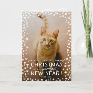 Meowy Kerstmis en Prefect Nieuwjaar Kattenvakantie Feestdagen Kaart
