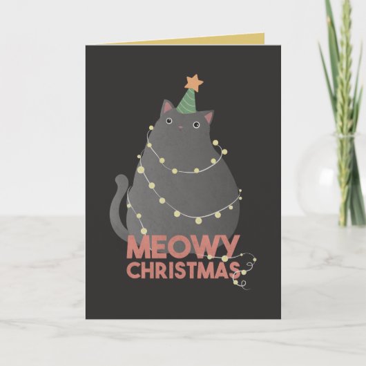 Meowy Kerstmis Feestdagen Kaart (Voorkant)