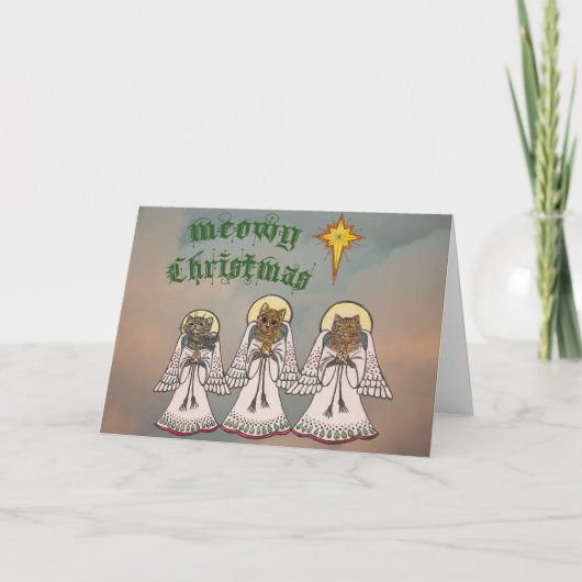Meowy Kerstmis Feestdagen Kaart (Voorkant)