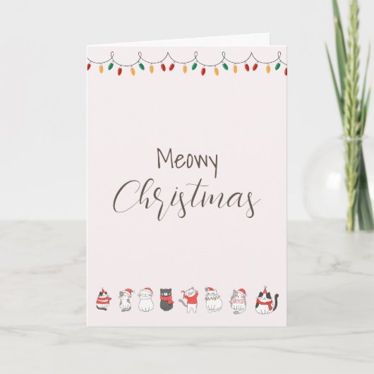 Meowy Kerstmis Feestdagen Kaart (Voorkant)