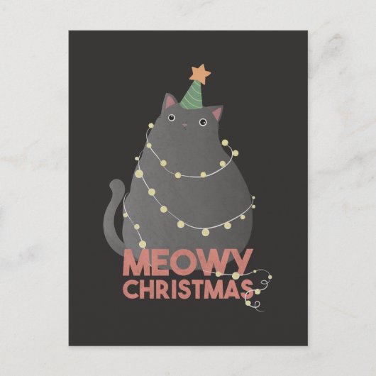 Meowy Kerstmis Feestdagenkaart (Voorkant)