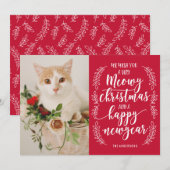 Meowy Kerstmis Feestdagenkaart (Voorkant / Achterkant)