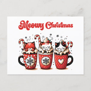 meowy kerstmis feestdagenkaart