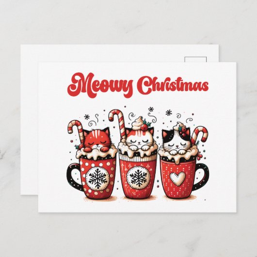 meowy kerstmis feestdagenkaart (Voorkant / Achterkant)