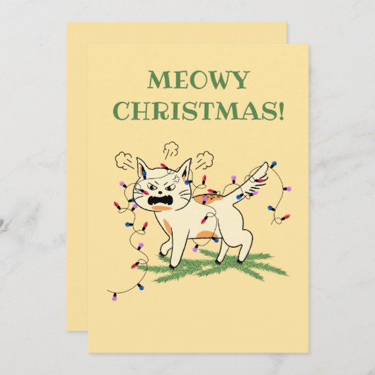 Meowy Kerstmis! Feestdagenkaart (Voorkant / Achterkant)
