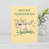 Meowy Kerstmis! Feestdagenkaart (Staand voorkant)