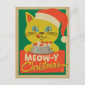Meowy Kerstmis Feestdagenkaart (Voorkant)