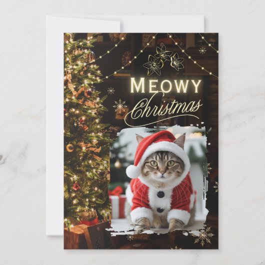 Meowy kerstmis feestdagenkaart (Voorkant)
