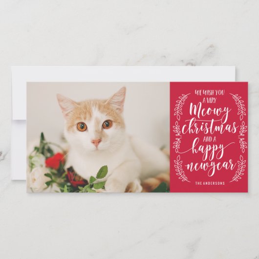 Meowy Kerstmis Feestdagenkaart (Voorkant)