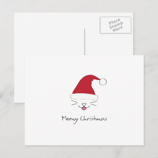 Meowy Kerstmis Feestdagenkaart (Voorkant / Achterkant)
