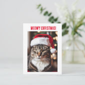 Meowy Kerstmis! Feestdagenkaart (Staand voorkant)