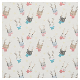 'Meowy Kerstmis'-feestkat in Antlers Patroon Stof