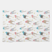 'Meowy Kerstmis'-feestkat in Antlers Patroon Theedoek (Horizontaal)