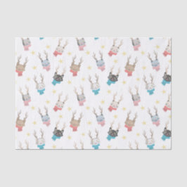 'Meowy Kerstmis'-feestkat in Antlers Patroon Tissuepapier