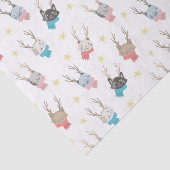'Meowy Kerstmis'-feestkat in Antlers Patroon Tissuepapier (Detail)