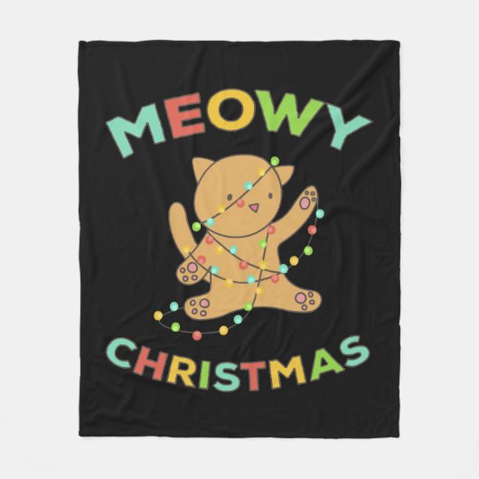 Meowy Kerstmis Fleece Deken (Voorkant)