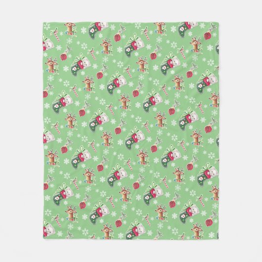 Meowy Kerstmis Fleece Deken (Voorkant)