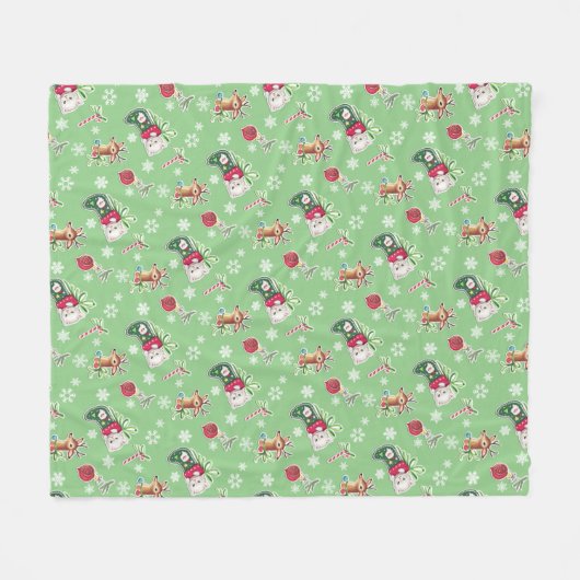 Meowy Kerstmis Fleece Deken (Voorkant (Horizontaal))