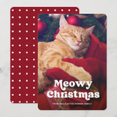 Meowy Kerstmis | Fotogeld van uw kat Feestdagenkaart (Voorkant / Achterkant)
